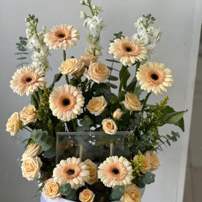 Vase  acrylic money  box and vase with flowers